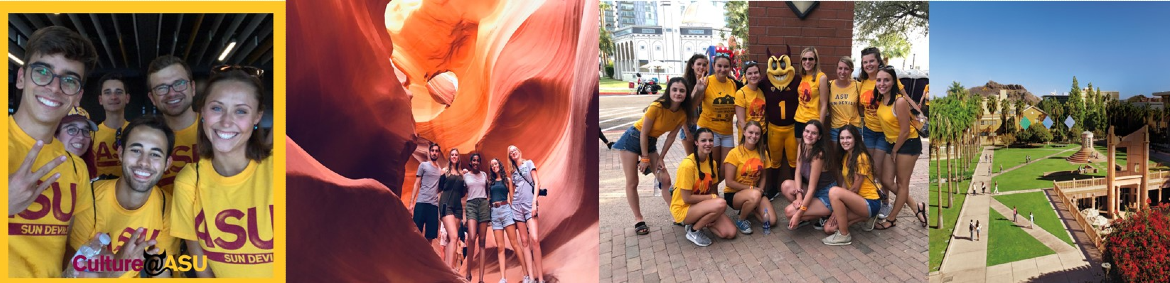 International Exchange Students hero images of ASU students in various locations