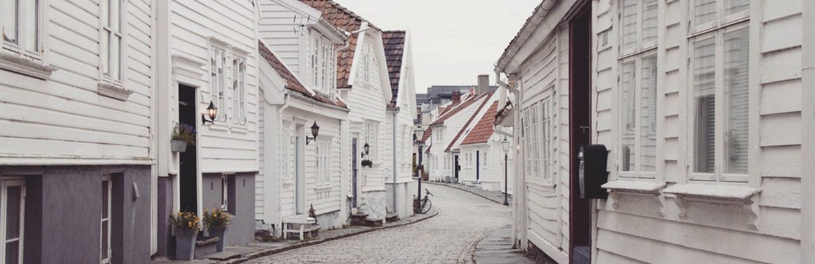 Road of white houses