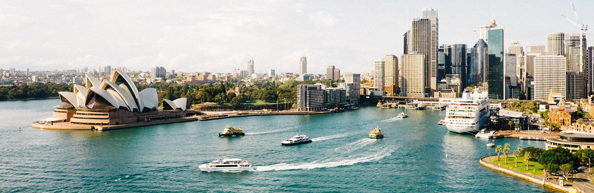 Port in Sydney, Australia next to the opera house