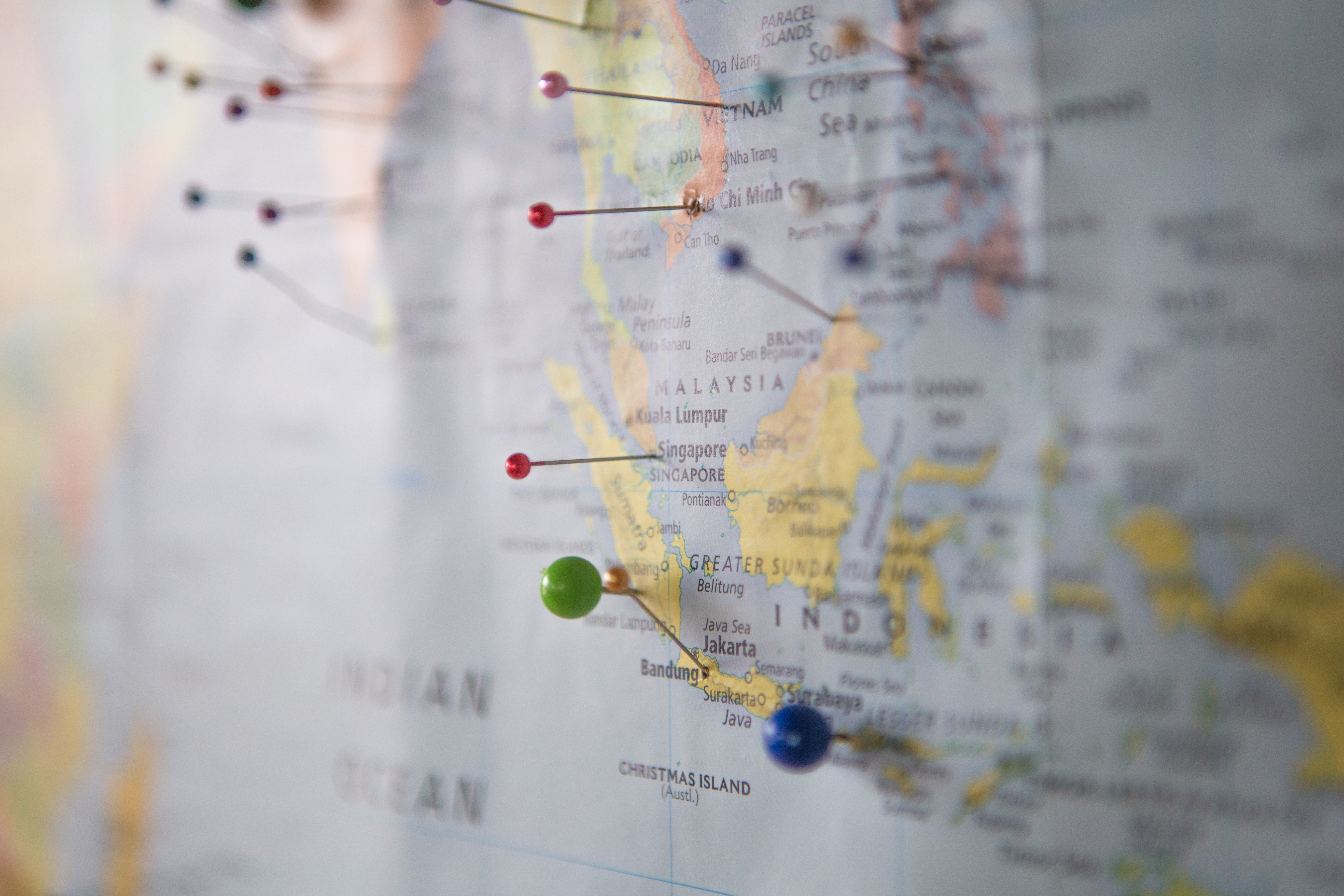 Pin in a map of Asia