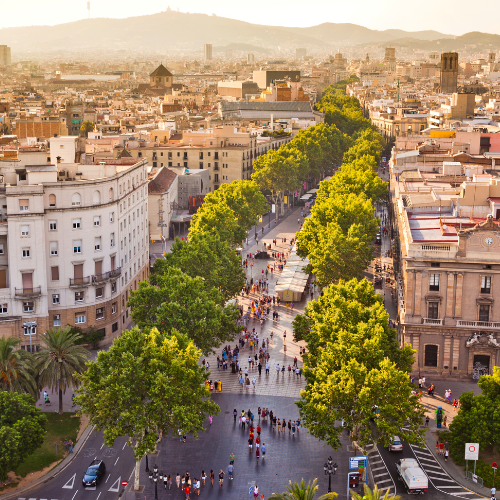 Populated streets in Barcelona