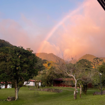 Sunset with mountains and trees in Monteverde